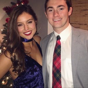 Blue velvet slip dress